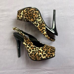 Leopard Print Slingback Heels